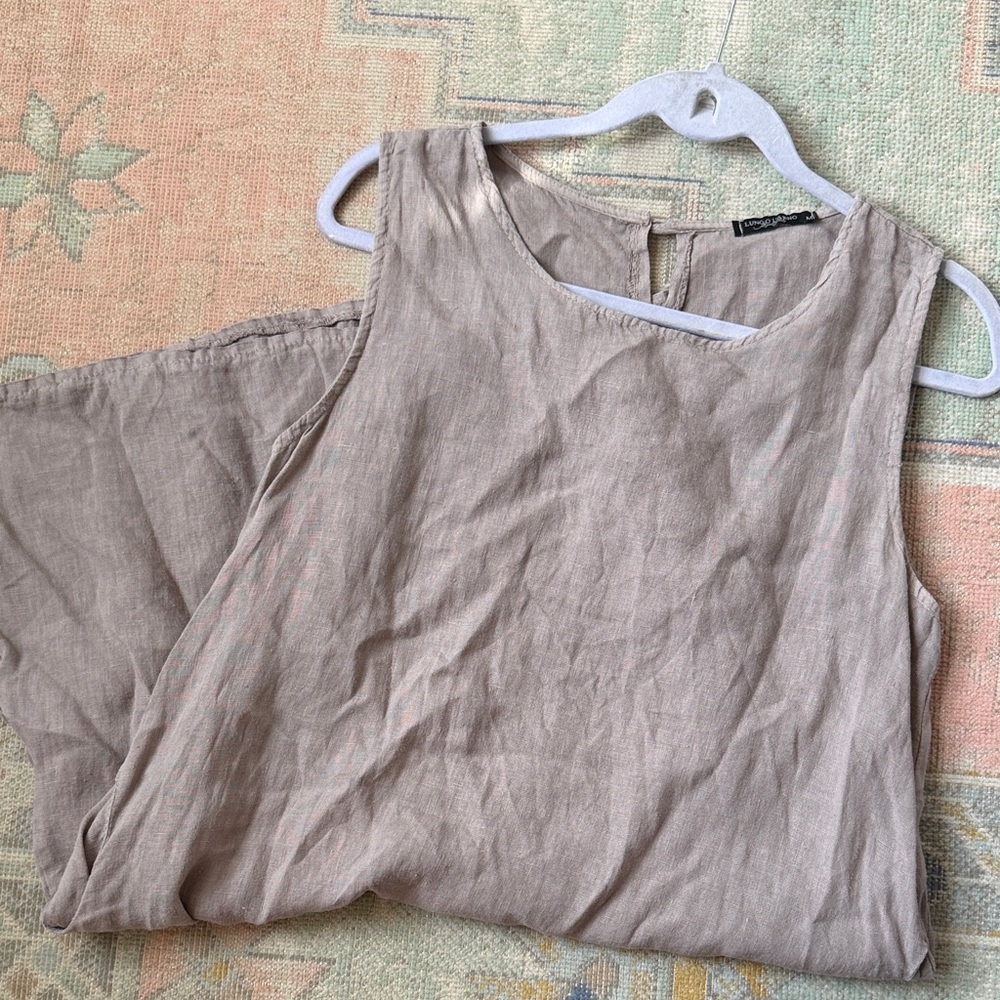 Lungo L’Arno 100% Linen Taupe Sleeveless Dress Size M